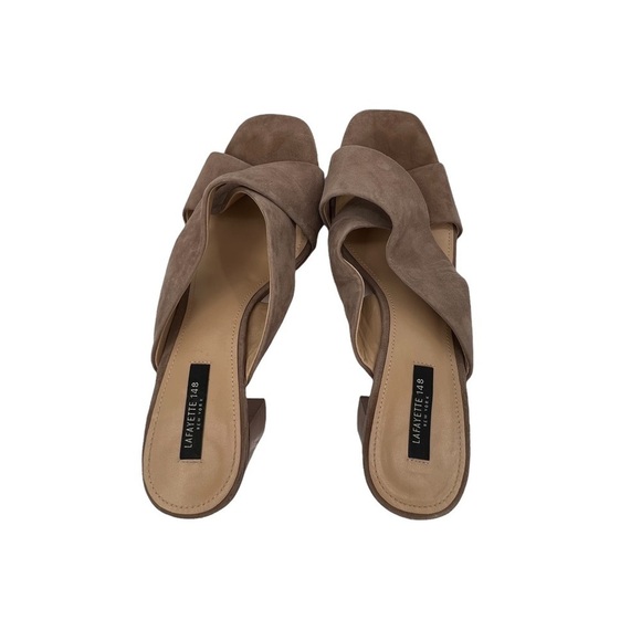 Lafayette 148 New York Brown Suede Strappy Block Heel Sandals Size 9 Women’s - Picture 5 of 9